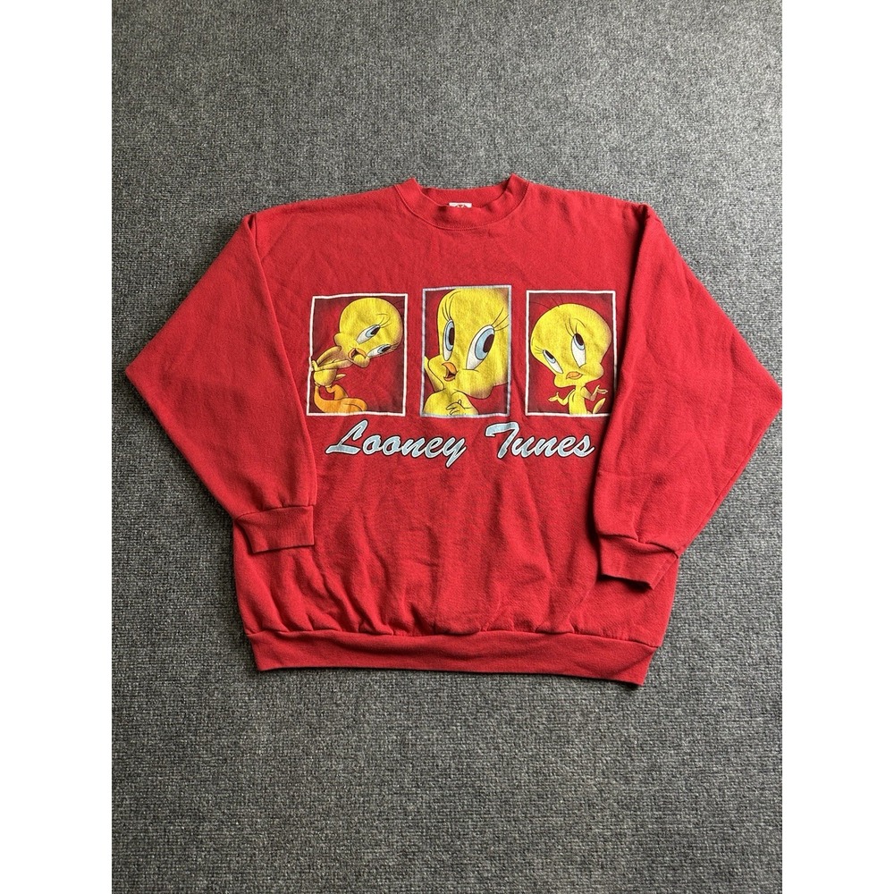 Women's 1997 Looney Tunes Tweety Bird Graphic Sweatshirt Red, Size XL